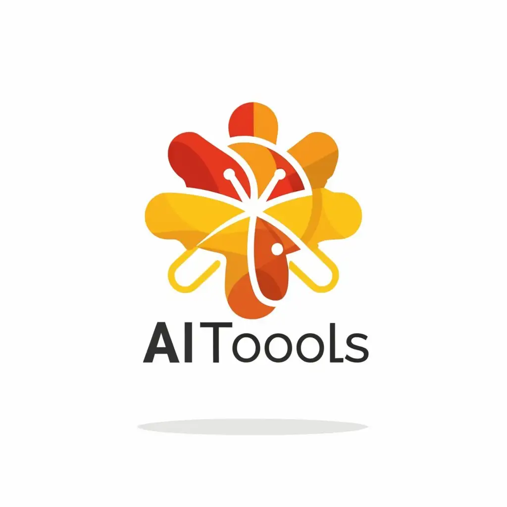 a logo design,with the text "AI TOOLS", main symbol:Red and Yellow colours flowers,Moderate,be used in Education industry,clear background