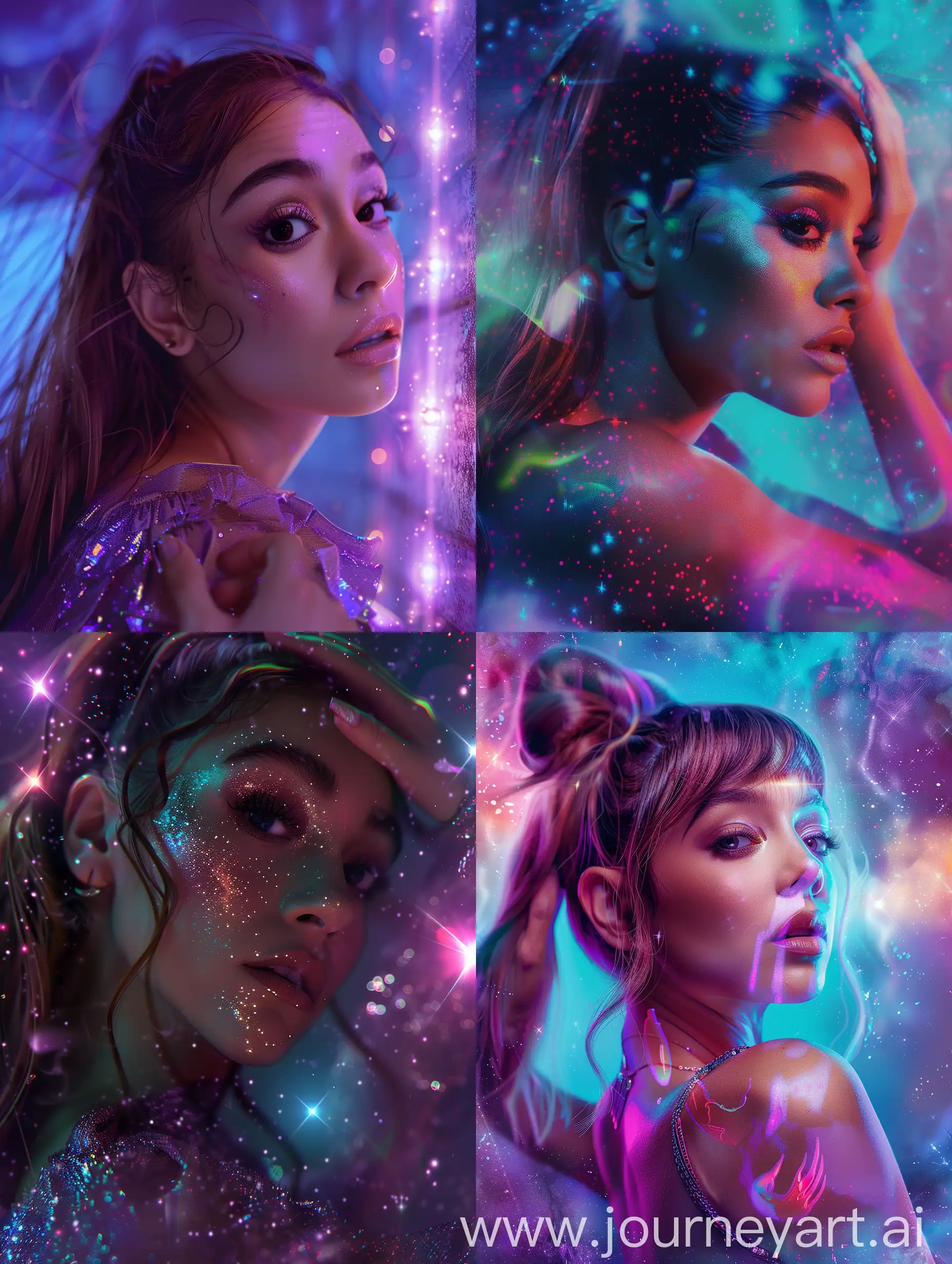 Ariana Grande poster for her new song we can't be friends, magical concept, 8k realistic