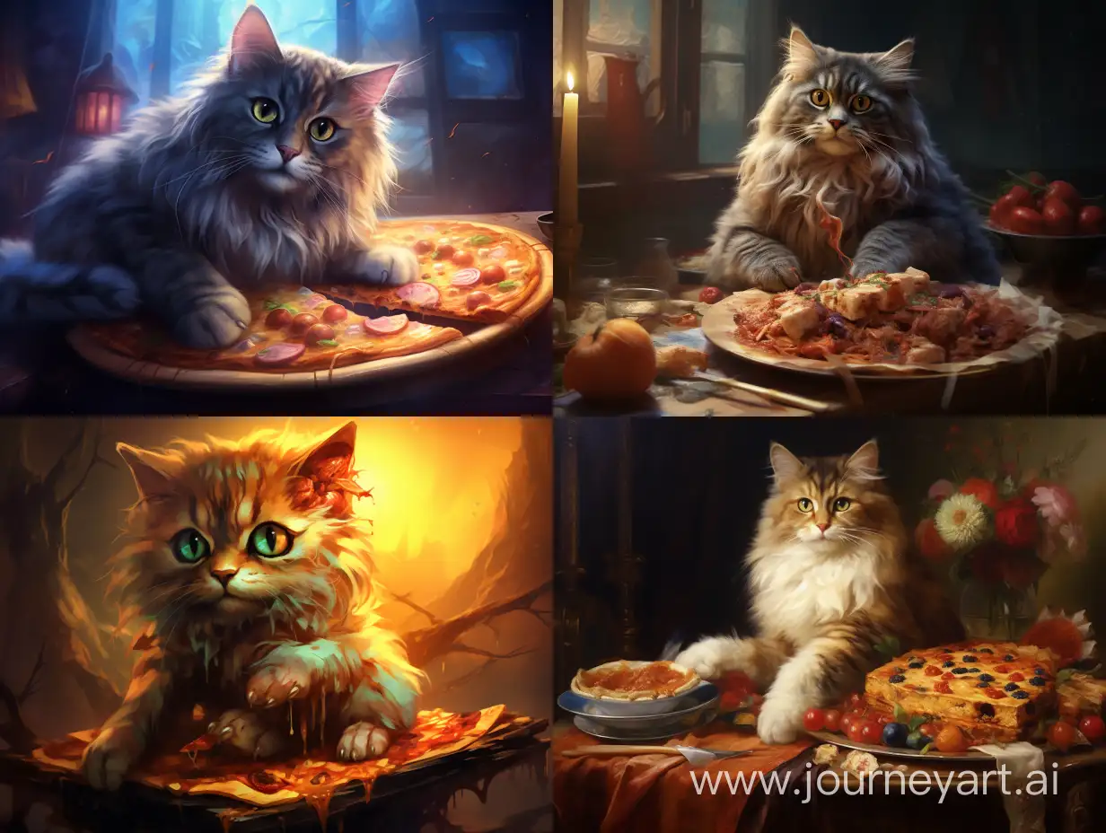Adorable-Cat-Enjoying-Pizza-Delightfully