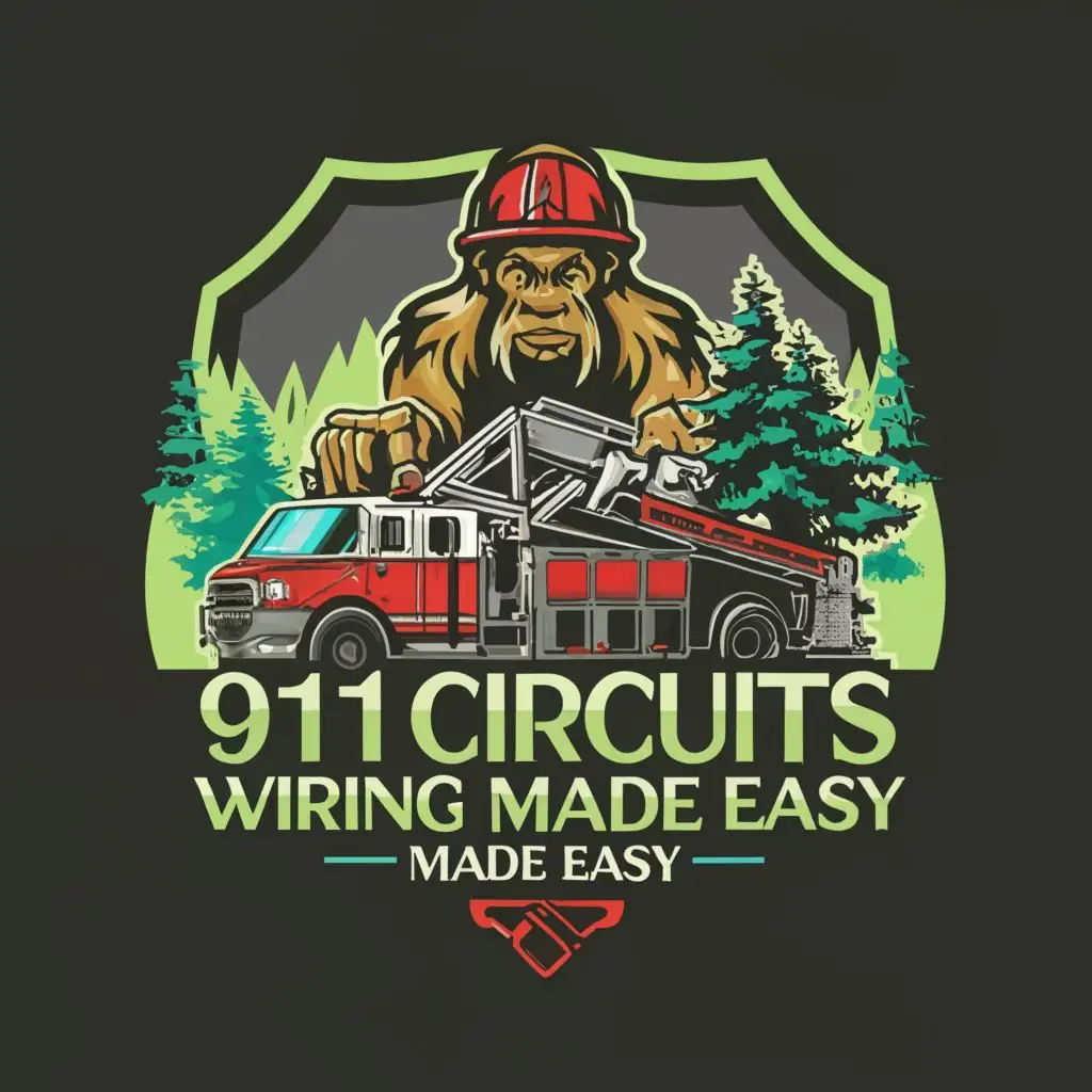 LOGO-Design-for-OregonTech-Evergreen-Tree-SasquatchInspired-Fire-Truck-with-911-Circuits-Wiring-Theme