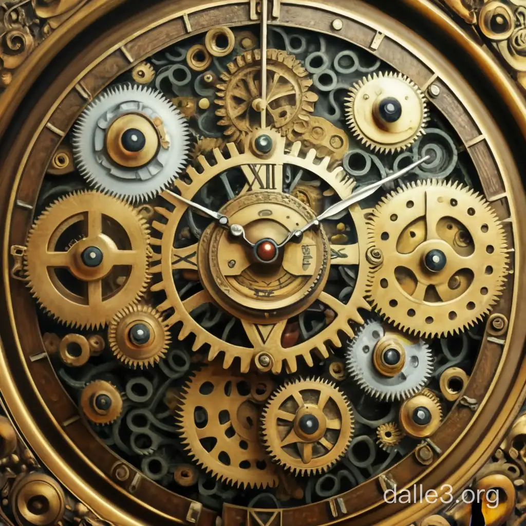 Ultrafine Detailed Steampunk Clock with Kinetic Gears by Rube Goldberg ...