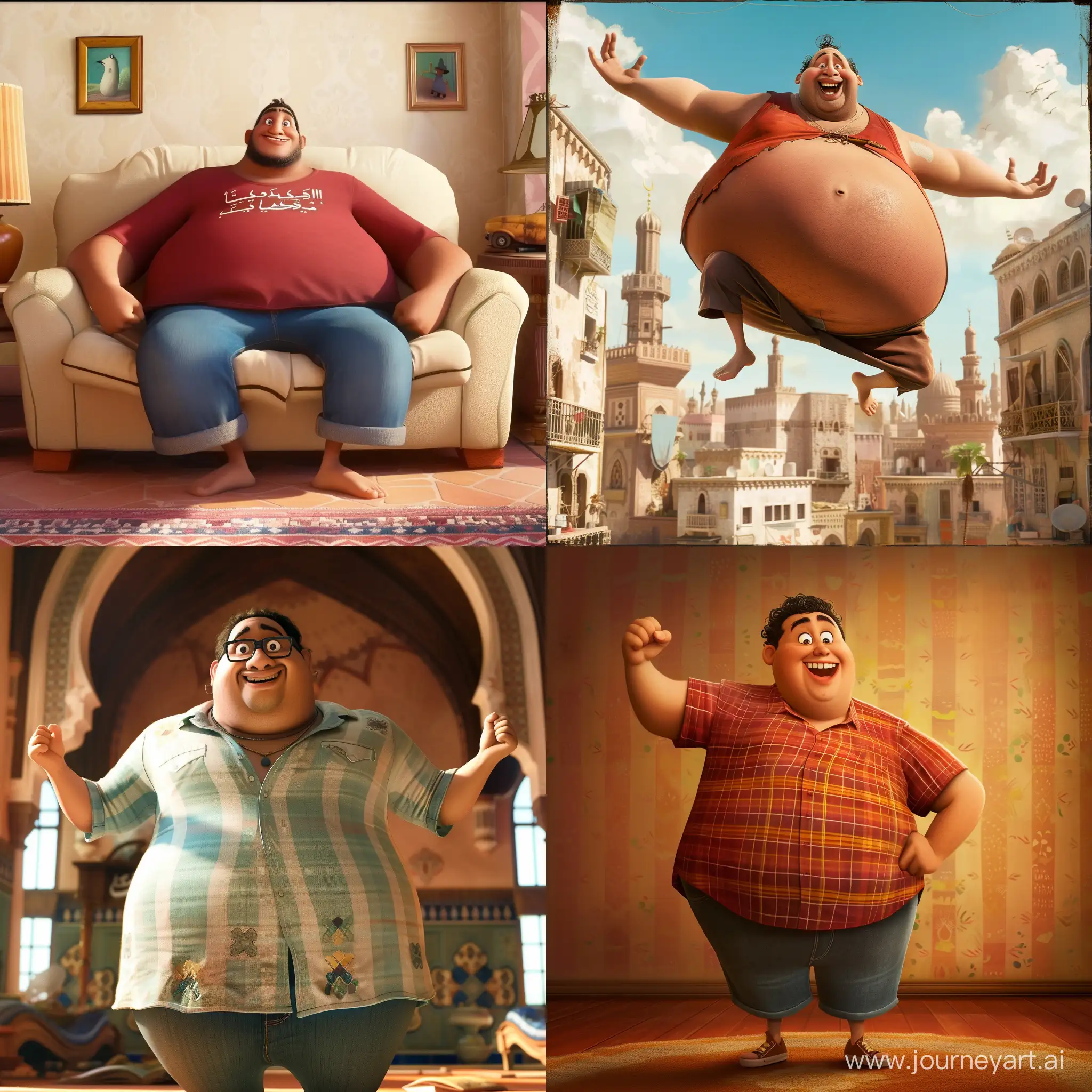 Create a movie poster for [abdel fattah el sis fat and funny], Disney Pixar movie style, –ar 9:16”