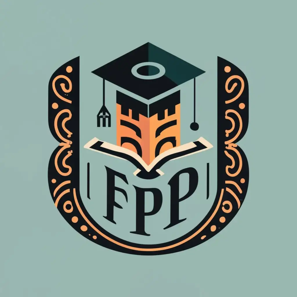 logo, logo, futuristic logo of a skyscraper and a traditional Moroccan door with symbol of medicine in the middle., with the text "F.M.P.R", typography, be used in Education industry