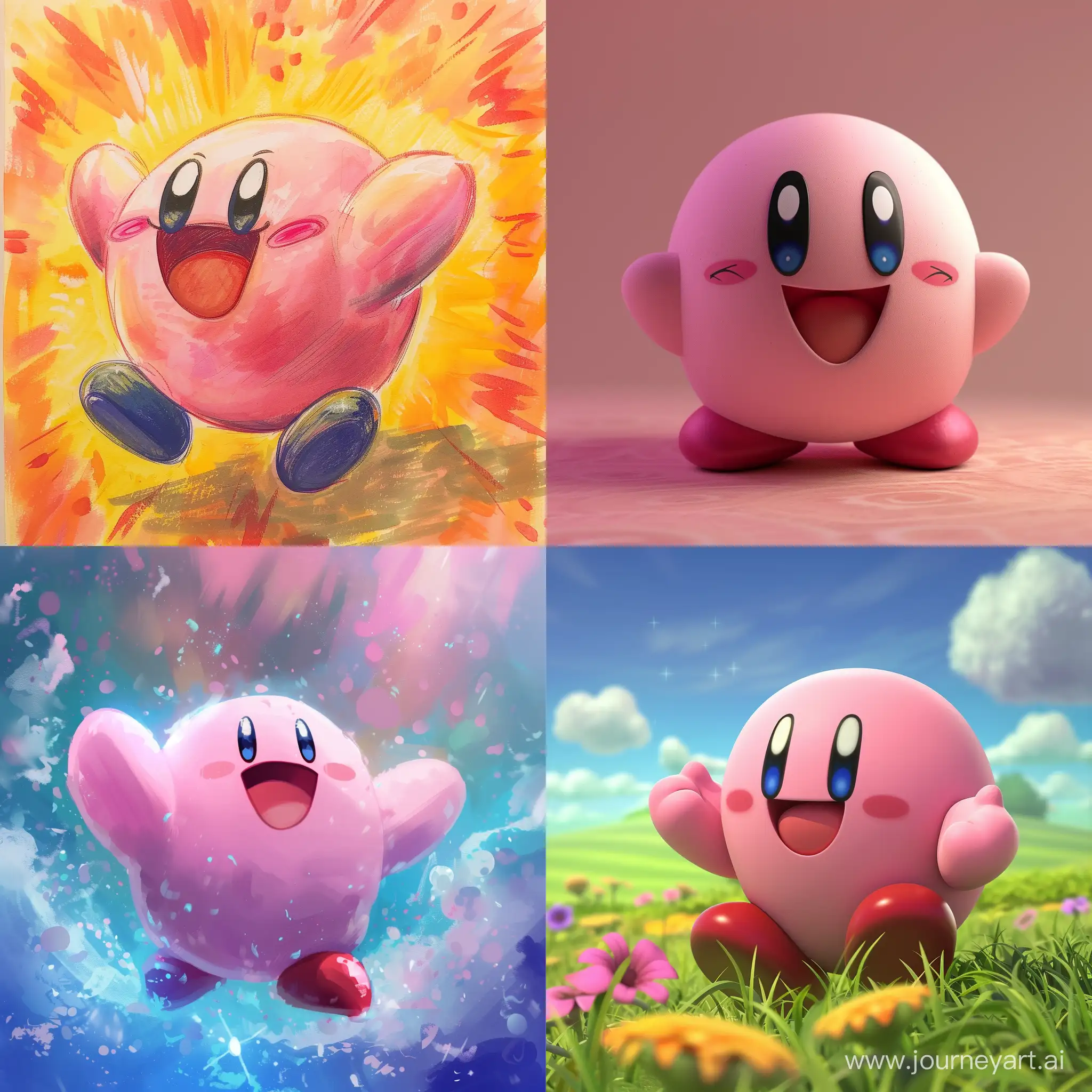 Joyful-Kirby-Cute-Smiling-Character-in-a-Vibrant-Environment