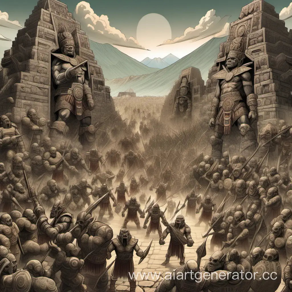 Войско каменных великанов, созданных ацтеком-шаманом защищает горный город