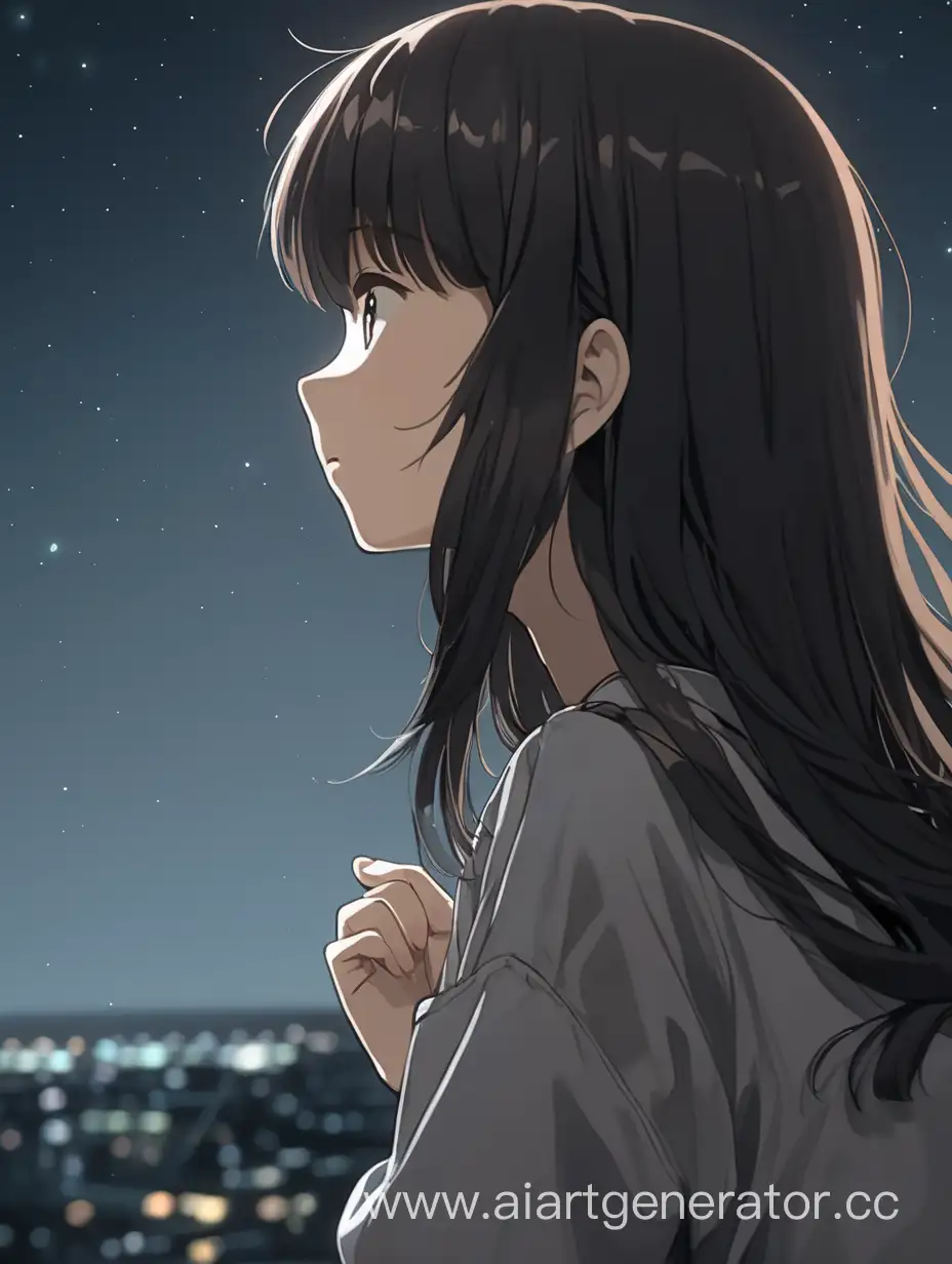 Smiling-Anime-Girl-with-Dark-Hair-Gazing-into-the-Distance