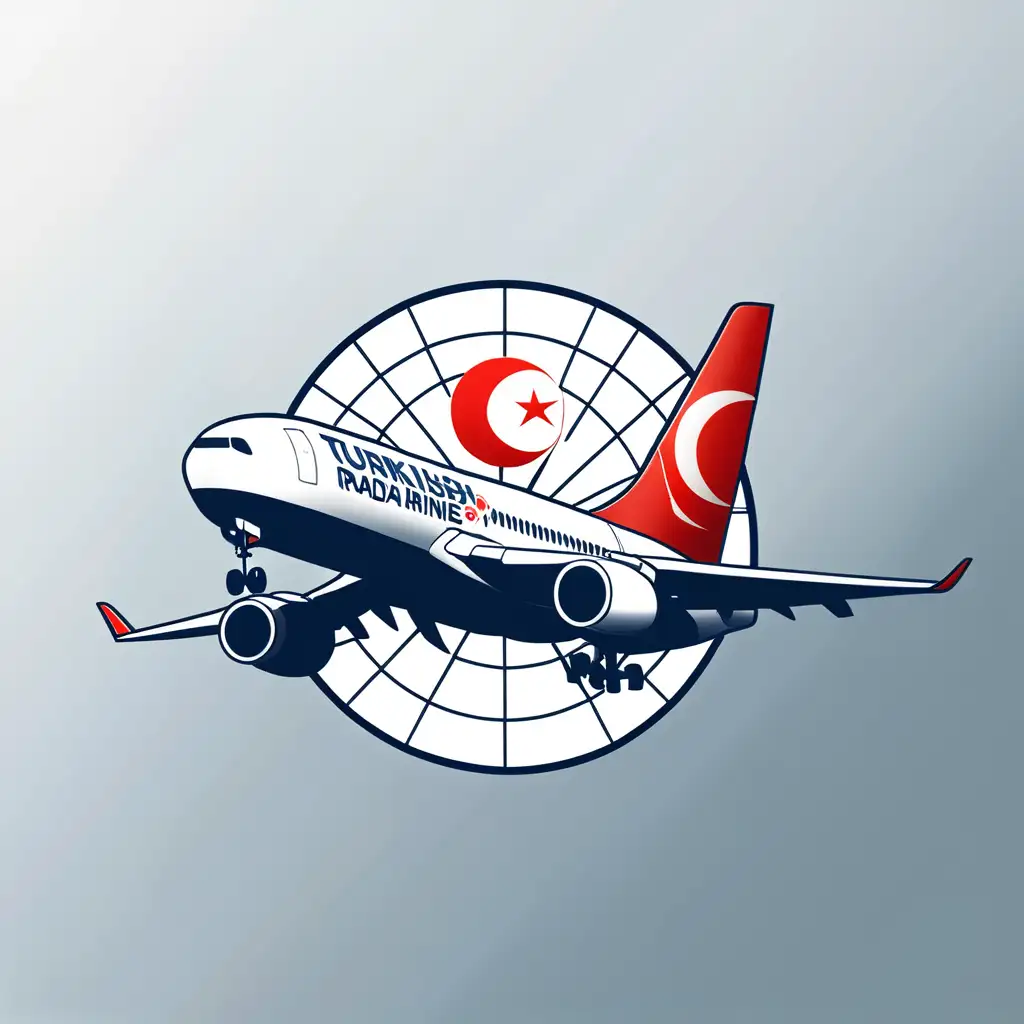 turkish airlines uçak radarı uygulaması için ikon tasarımı yap. turkish airlines  logo renklerini kullan. 
