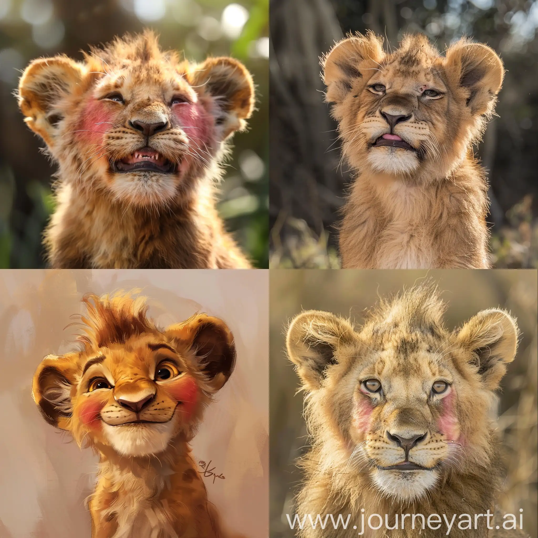 Adorable-Young-Lion-Cub-Blushing-and-Smiling-with-Innocence-and-Joy