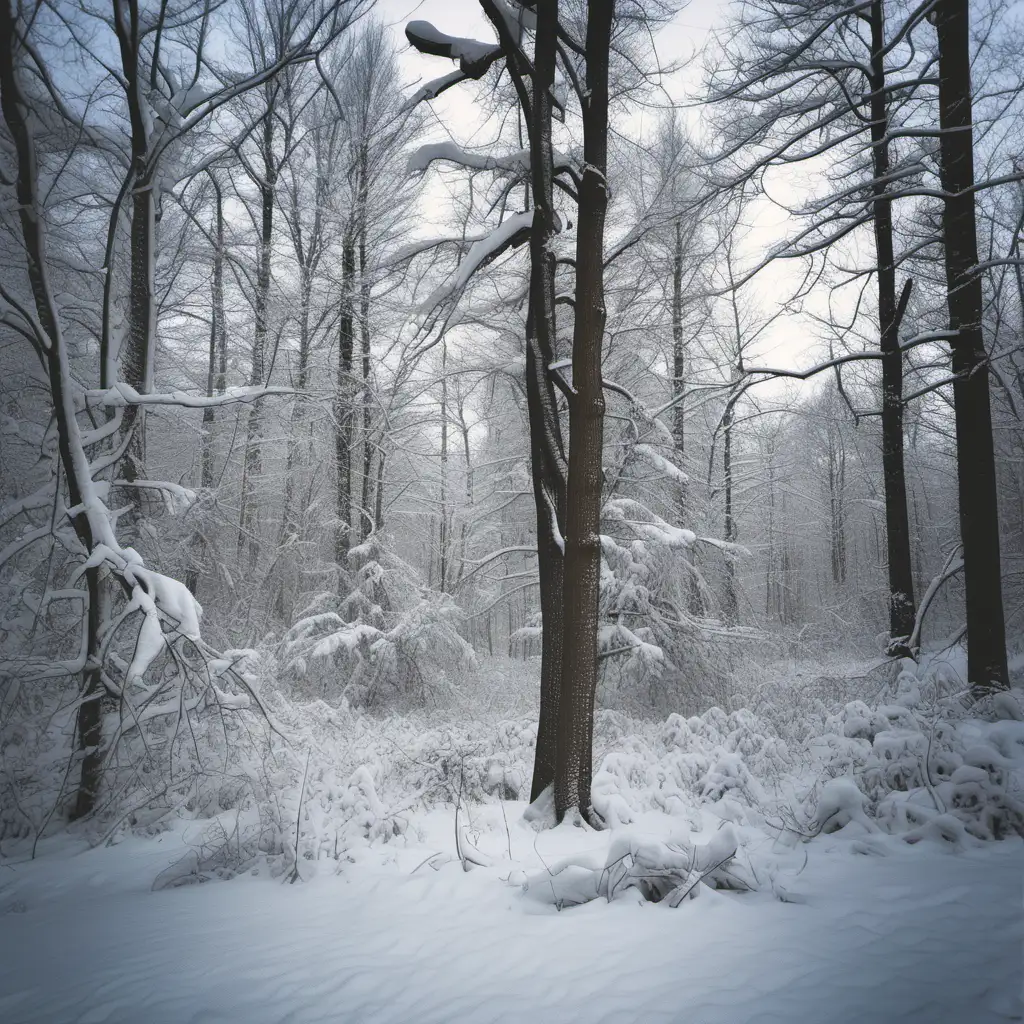 image of snow covered tree, in the woods