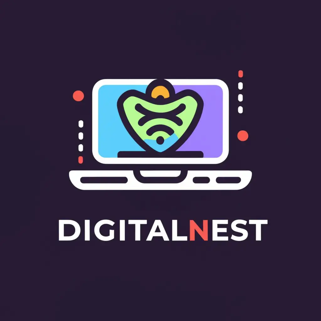 a logo design,with the text "DigitalNest", main symbol:Laptop,Moderate,be used in Retail industry,clear background