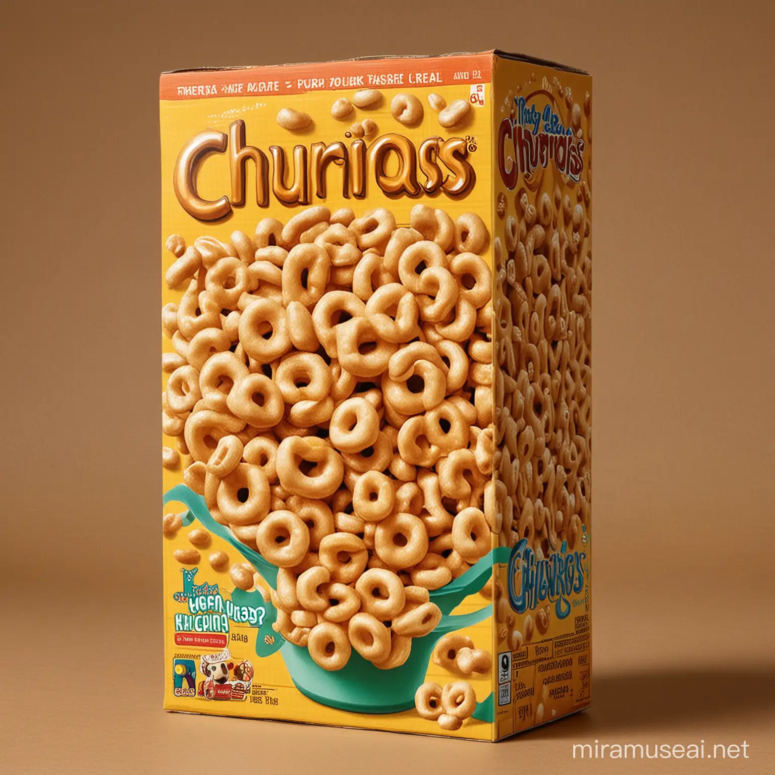 Can you make a cereal box that looks like a Cheerios cereal box and says "Churrios" on it
