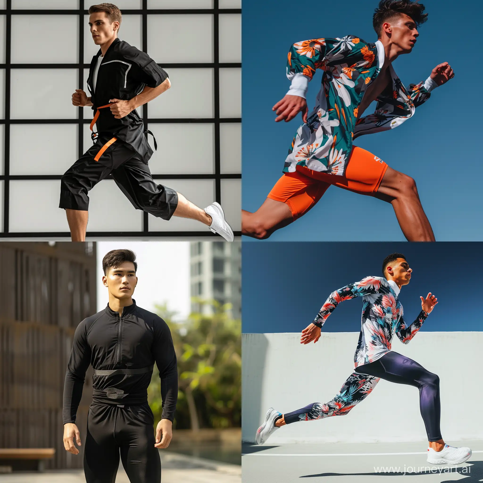Man kimono tight-fitting sports outfit for sprint running, fashion, fashionable 
