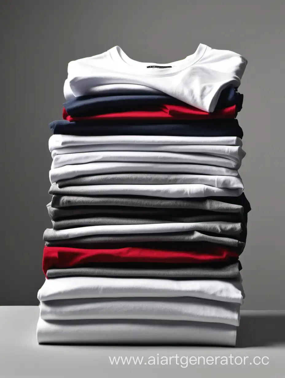 Colorful-Stack-of-TShirts-Vibrant-Apparel-Collection-Displayed-in-a-Neat-Pile