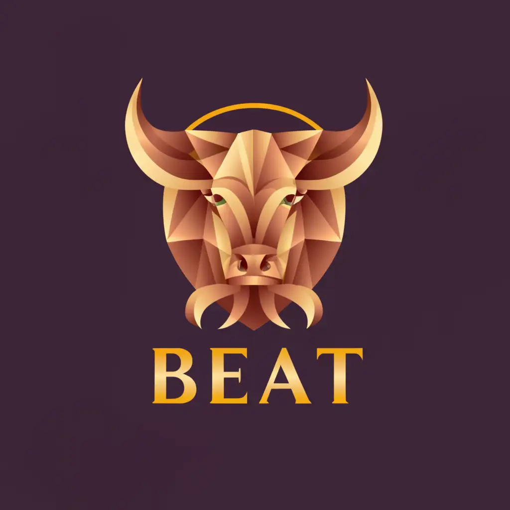 a logo design,with the text "Beat", main symbol:Osborne Bull, wine can pink yellow rose,complex,clear background