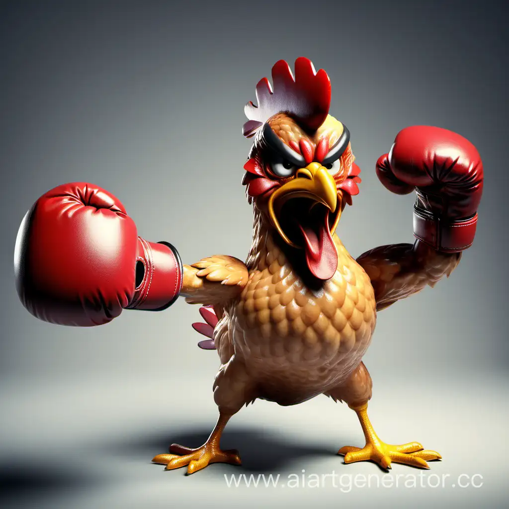 злая курица напротив боксерской перчатки