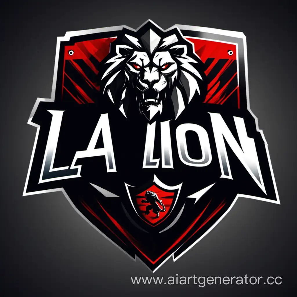 Логотип киберспортивной команды "La-Lion" для игры "Tom Clancy's six siege"; Используй атрибуты из игры и искажение изображения помехами; Используй красные и серые тона