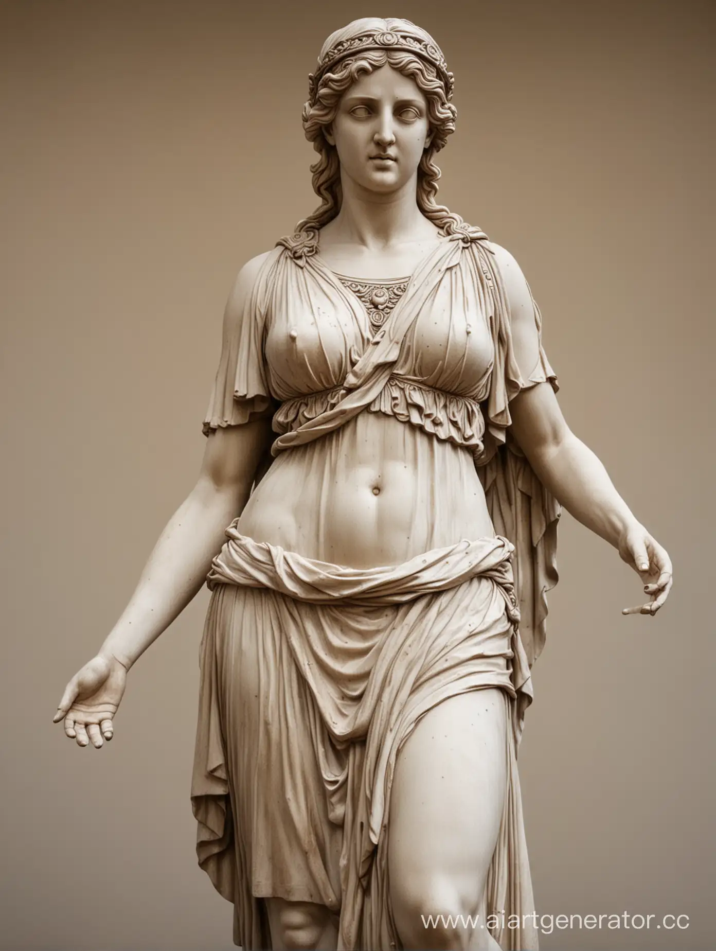 Статуя греческой богини фортуны с завязанными глазами в полный рост 

