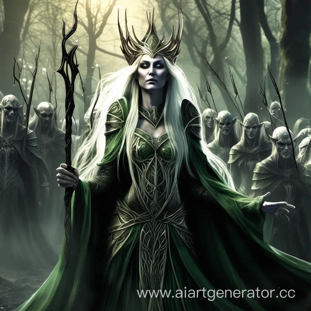Эльфийская королева, которая умерла, и несёт смерть всем народам, поднимая , падших эльфов.