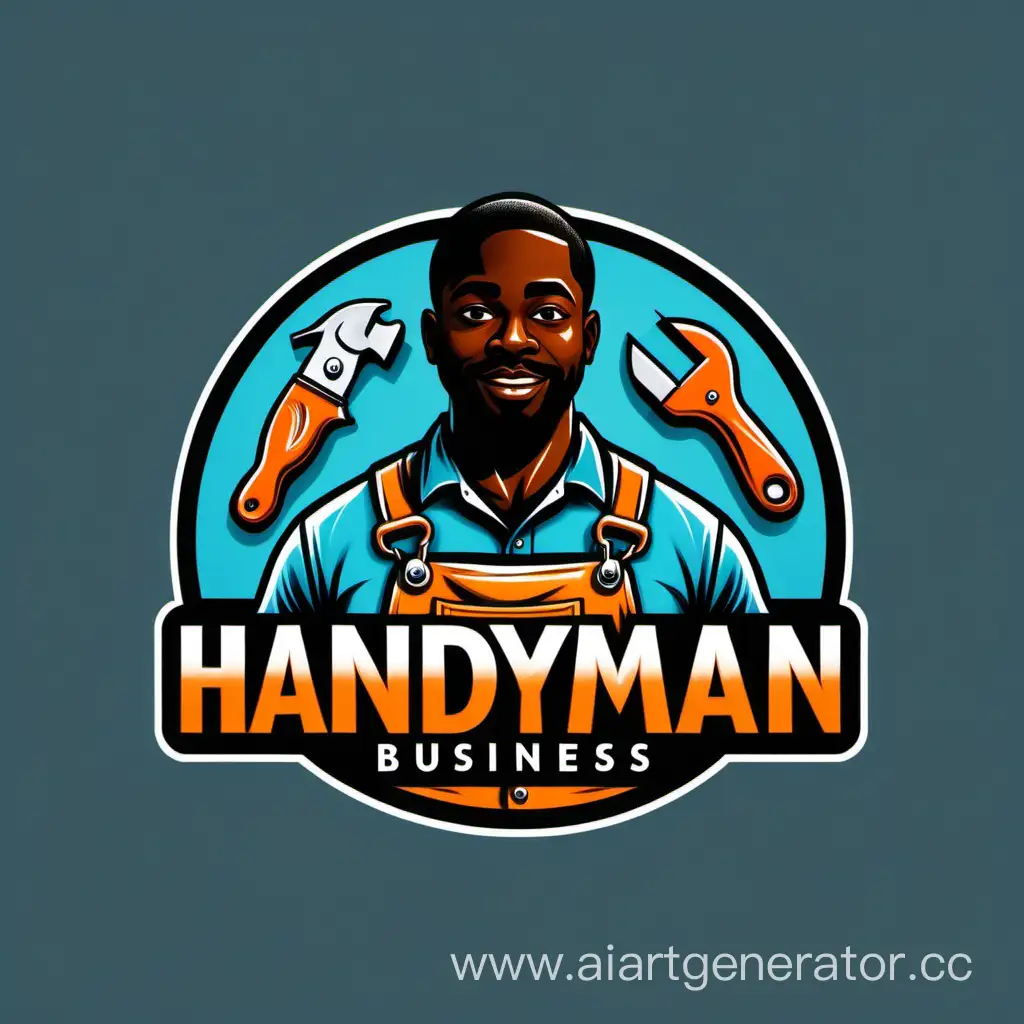 a logo for a Handyman business featuring a black man