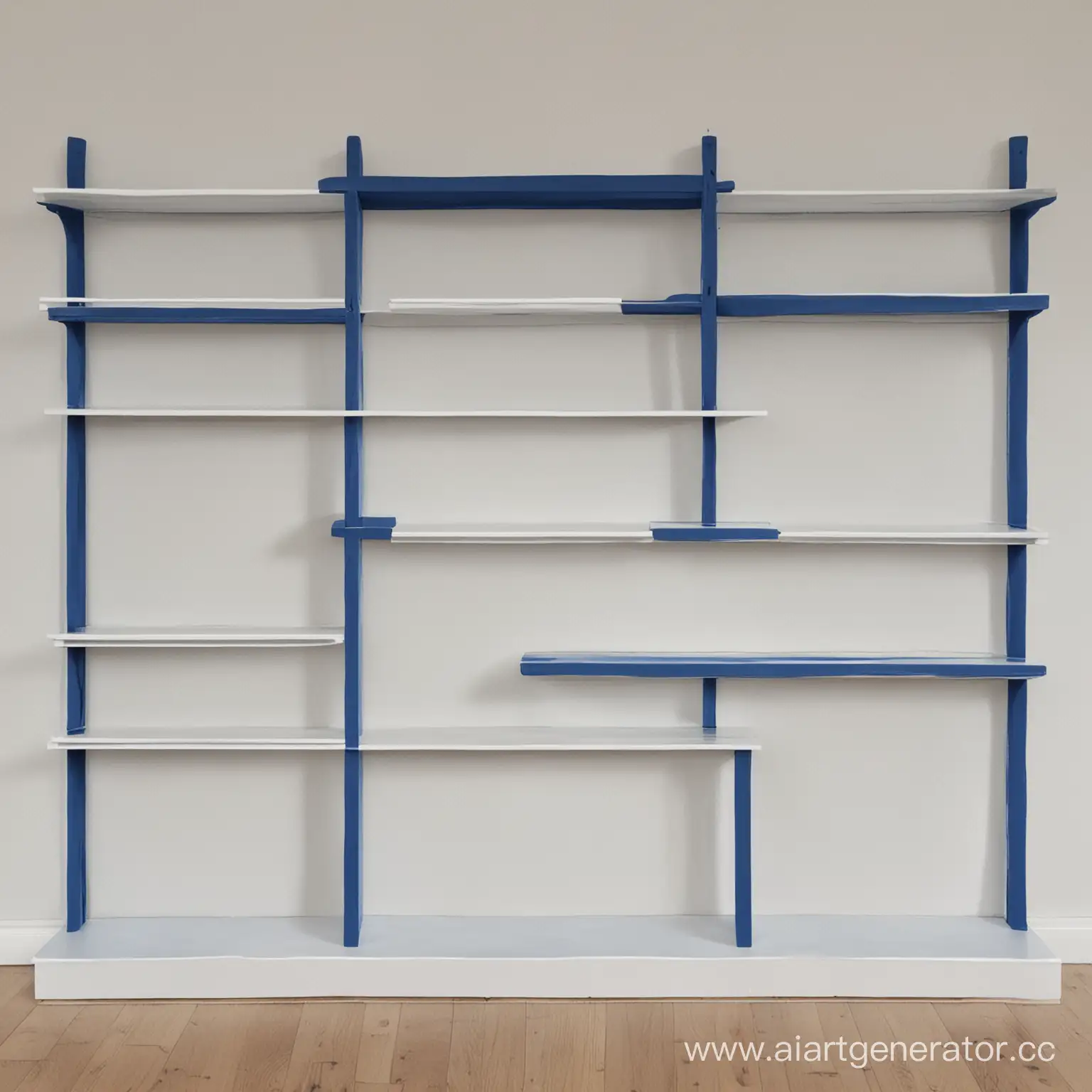 Modern-Kitchen-Interior-with-Blue-and-White-Shelves