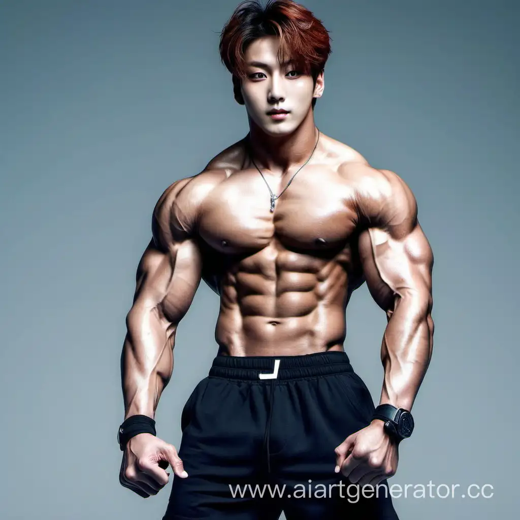 Muscular-Korean-Alpha-Jungkook-Flexing-Strength