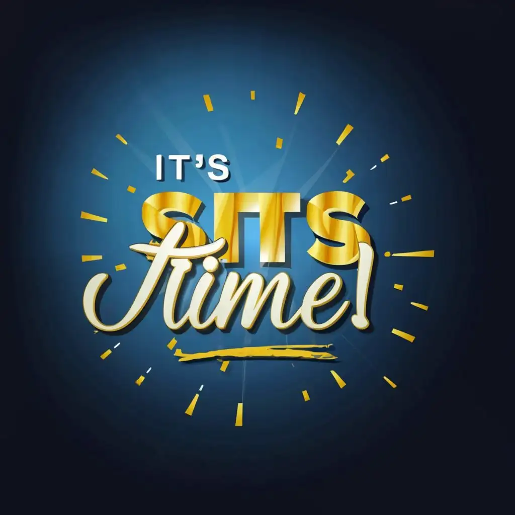 a logo design,with the text "IT'S STS TIME!", main symbol:Gold text, blue background, be used in Education industry