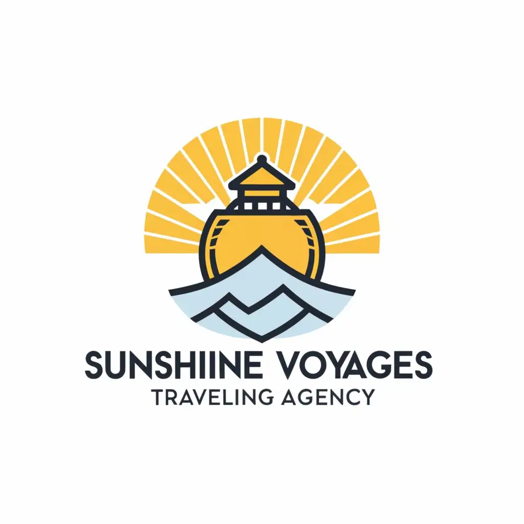 a logo design,with the text "Sunshine Voyages Traveling Agency", main symbol:boat,Moderate,be used in Travel industry,clear background