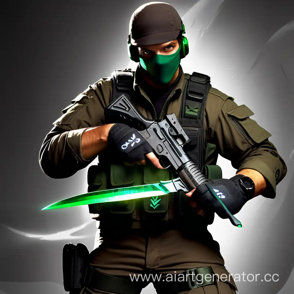 Counter Strike agent with emerald knife