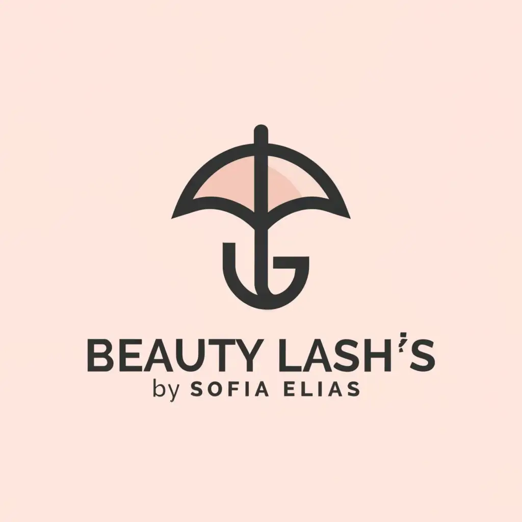 a logo design,with the text "Beauty Lash'S
By Sofía Elías
", main symbol:an umbrella,Minimalista,be used in Otros industry,clear background