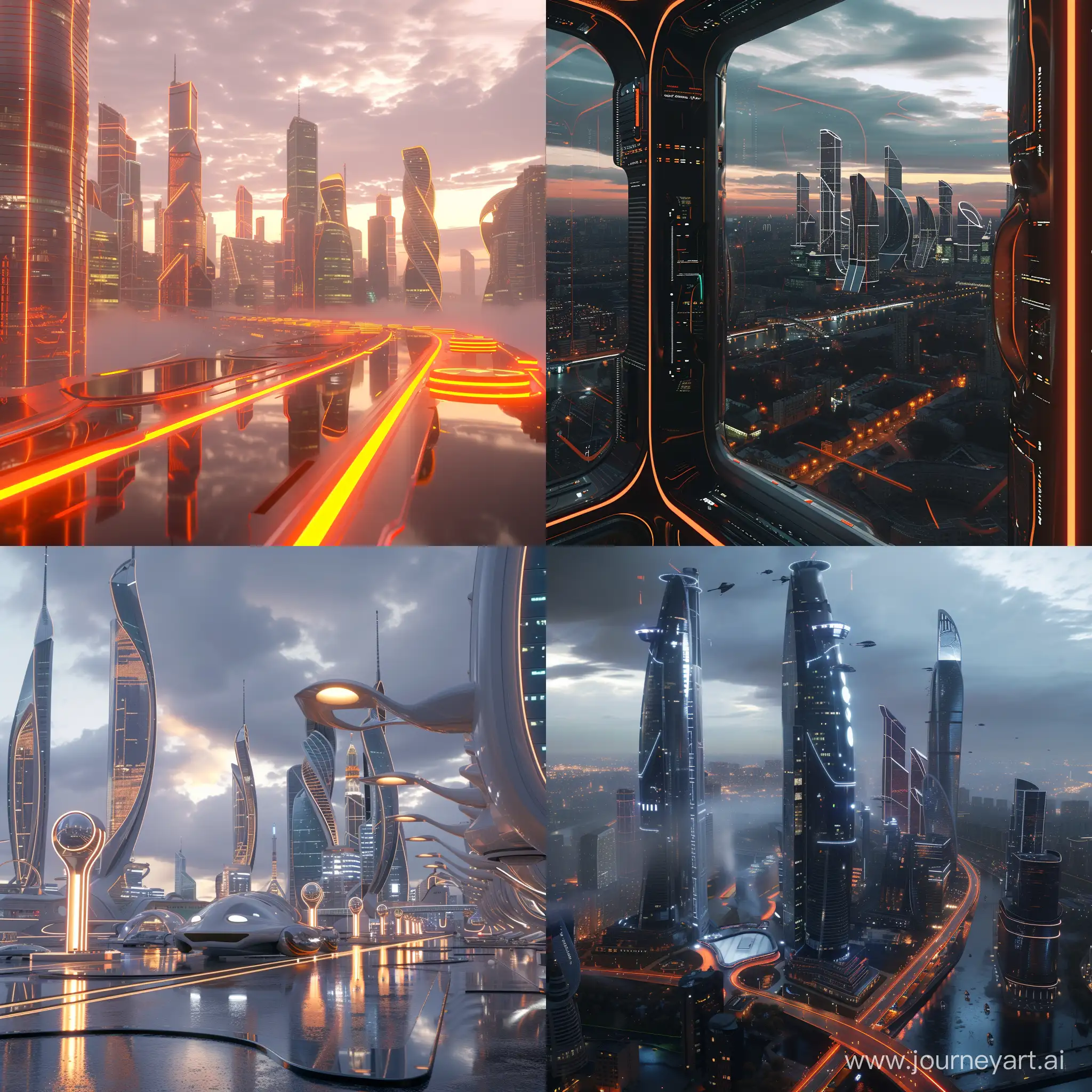 Futuristic-Moscow-Cityscape-with-PeLEDs-Illumination-in-Octane-Render