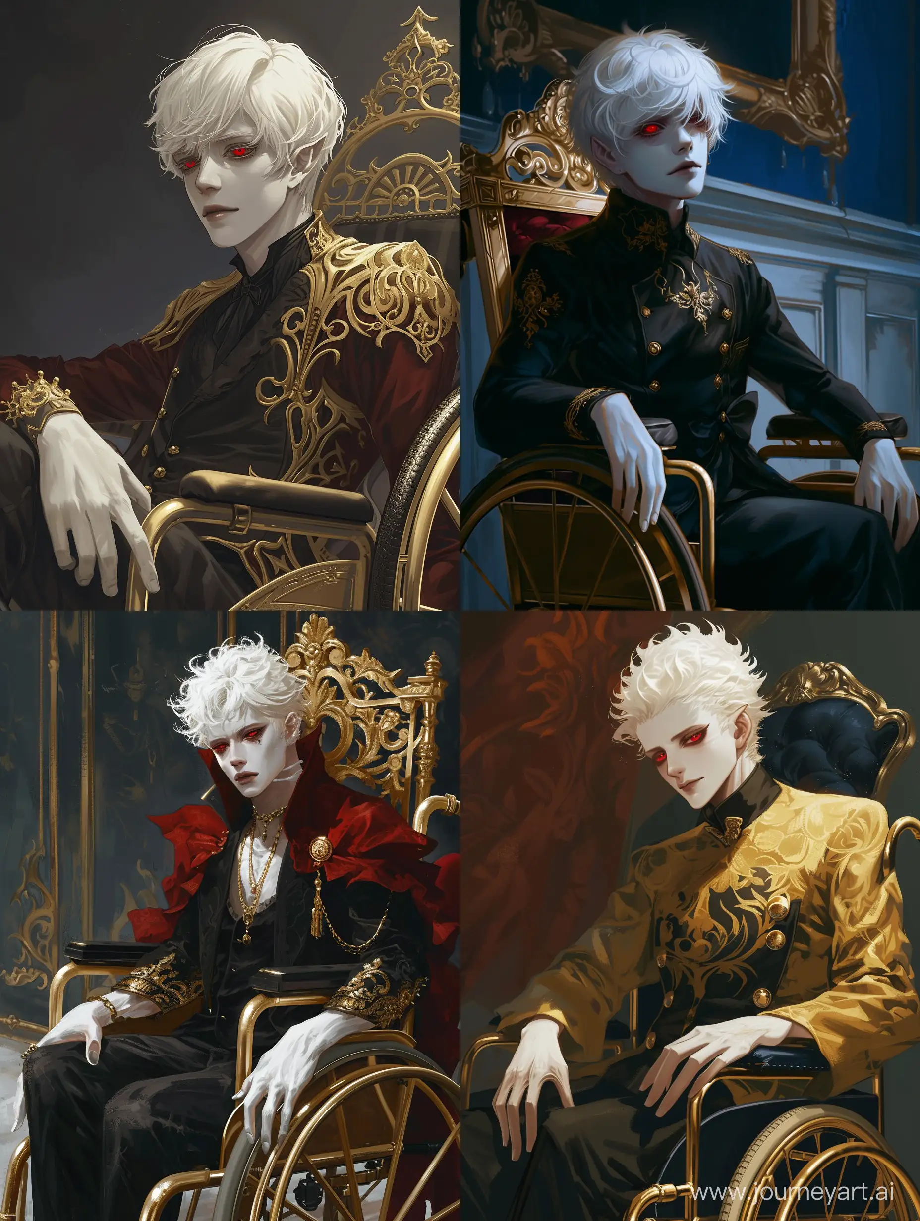 Elegant-Albino-Anime-Aristocrat-in-Goldthemed-Wheelchair