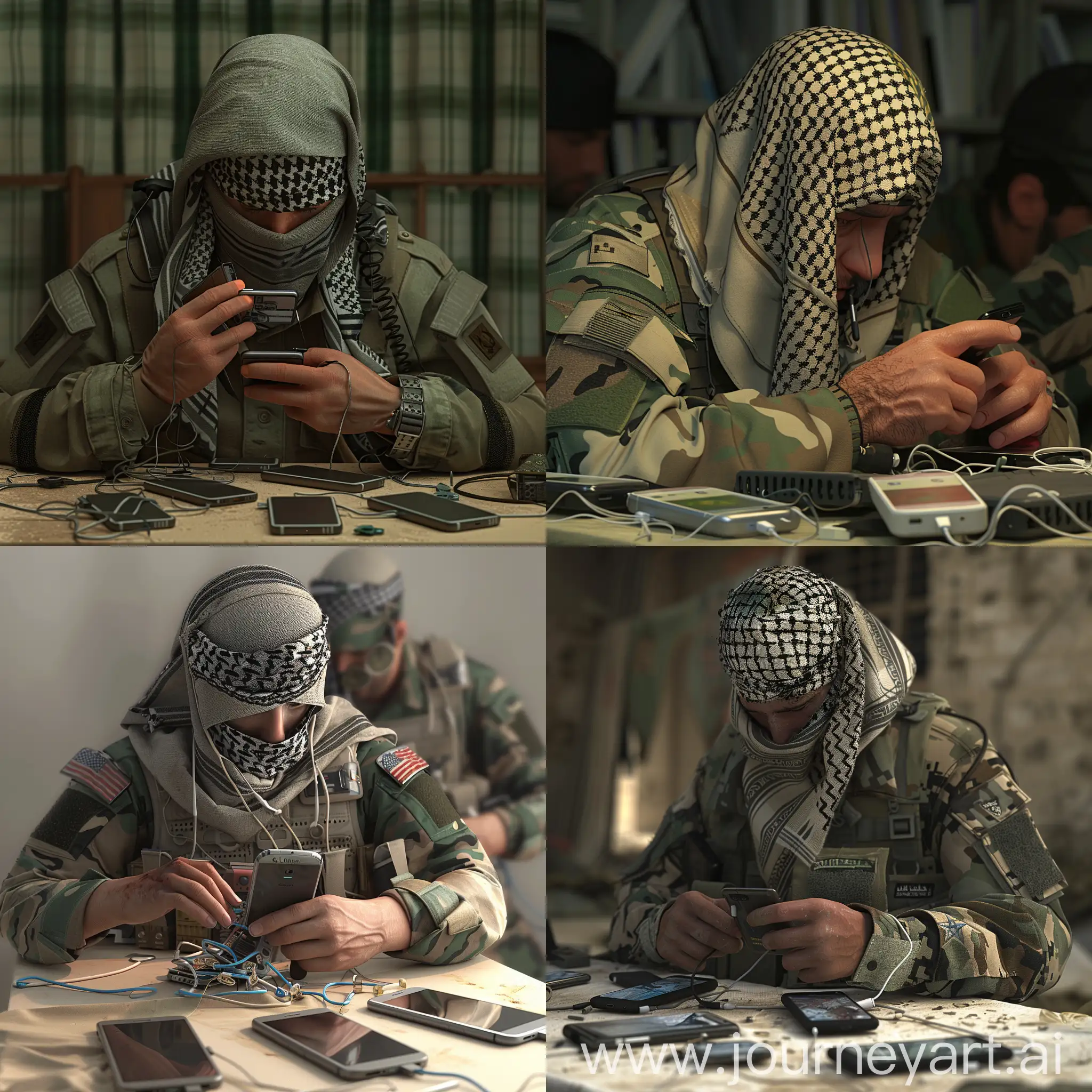 AlQassam-Brigades-Spokesman-Abu-Ubaida-Repairing-Phones