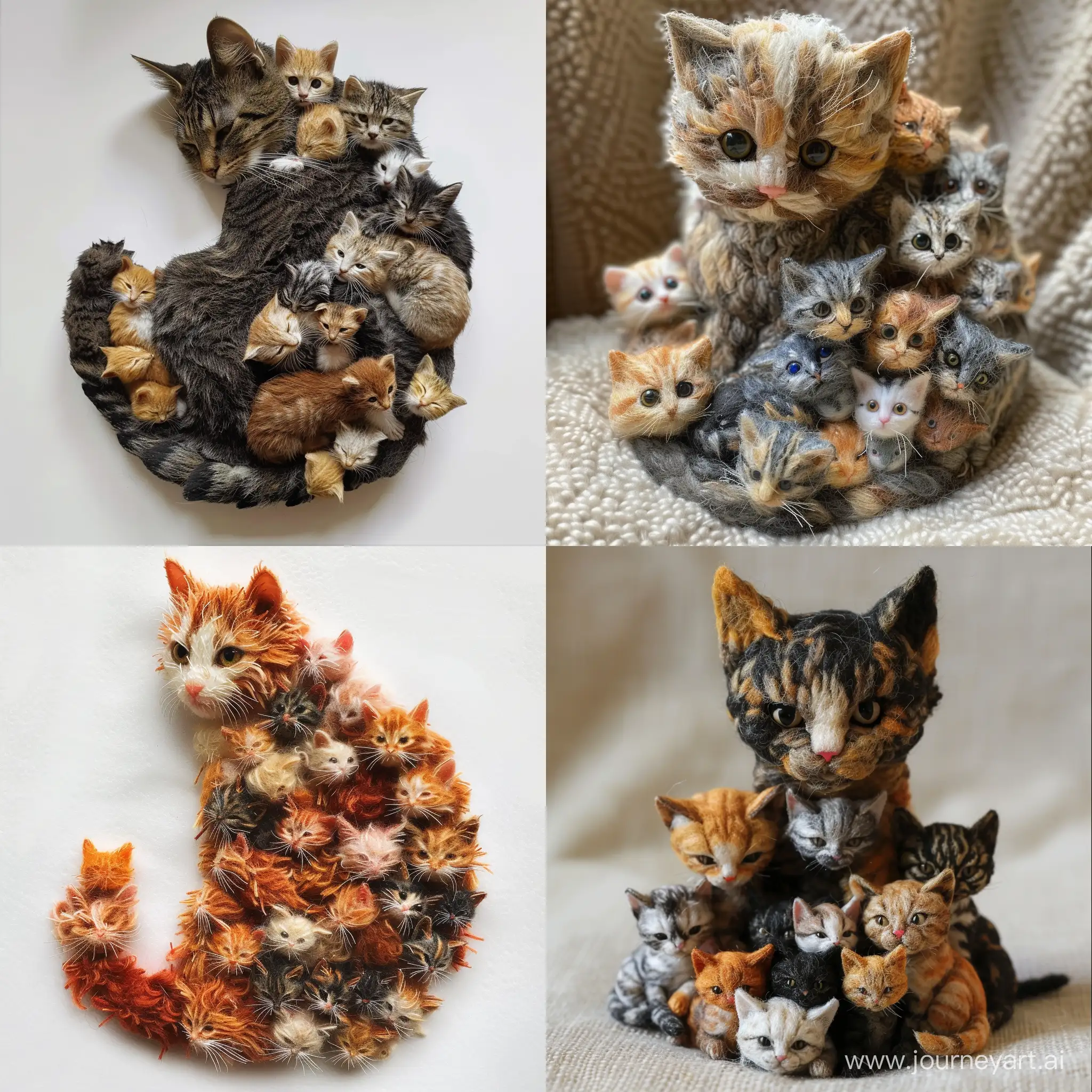 Whimsical-Cat-Sculpture-Composed-of-Playful-Feline-Figures