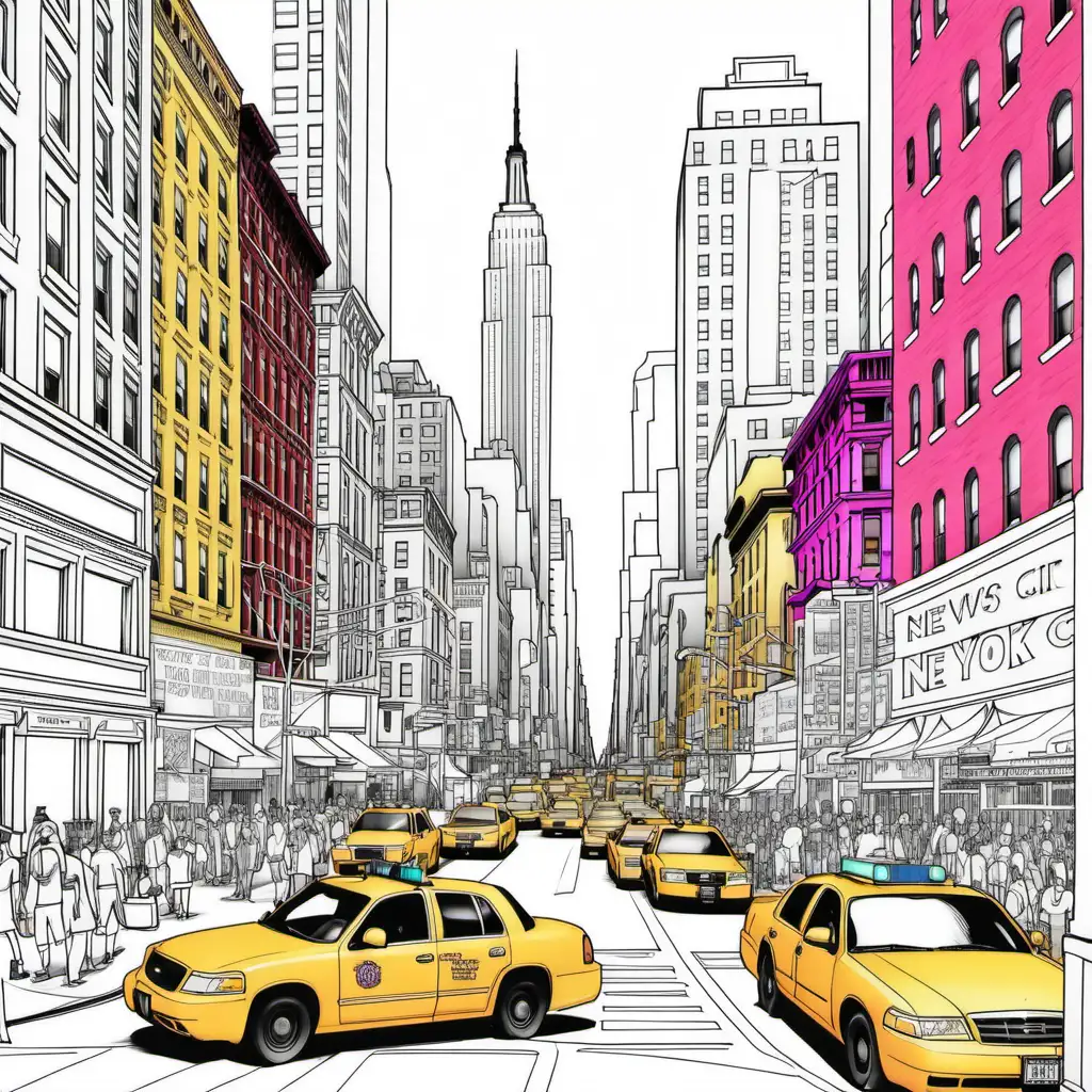 COLORED COLORING BOOK PAGE OF NEW YORK CITY 