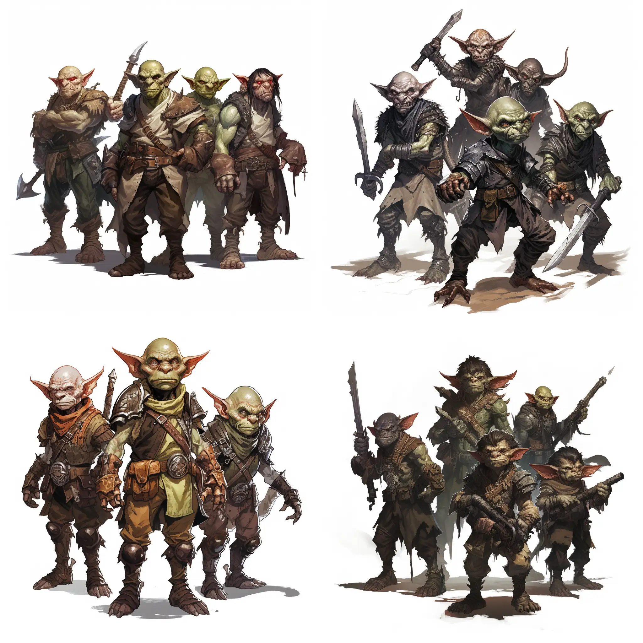Goblin-Adventure-Party-in-Full-Height-on-White-Background-for-DD