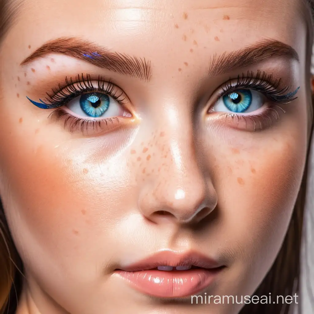 Vivacious Beauty with Blue Eyes and Light Freckles Featuring Lash Extensions