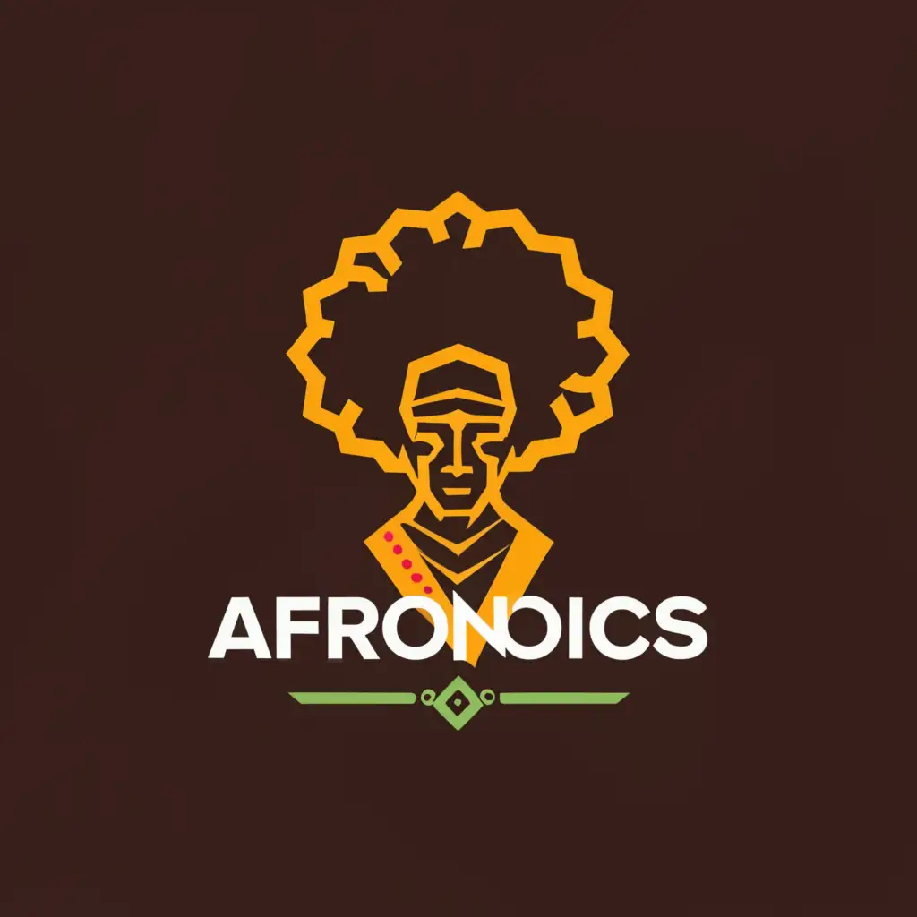 a logo design,with the text "AFRONICS", main symbol:A MAN with afro hair style and a comb(ethiopian cultural comb),complex,clear background
