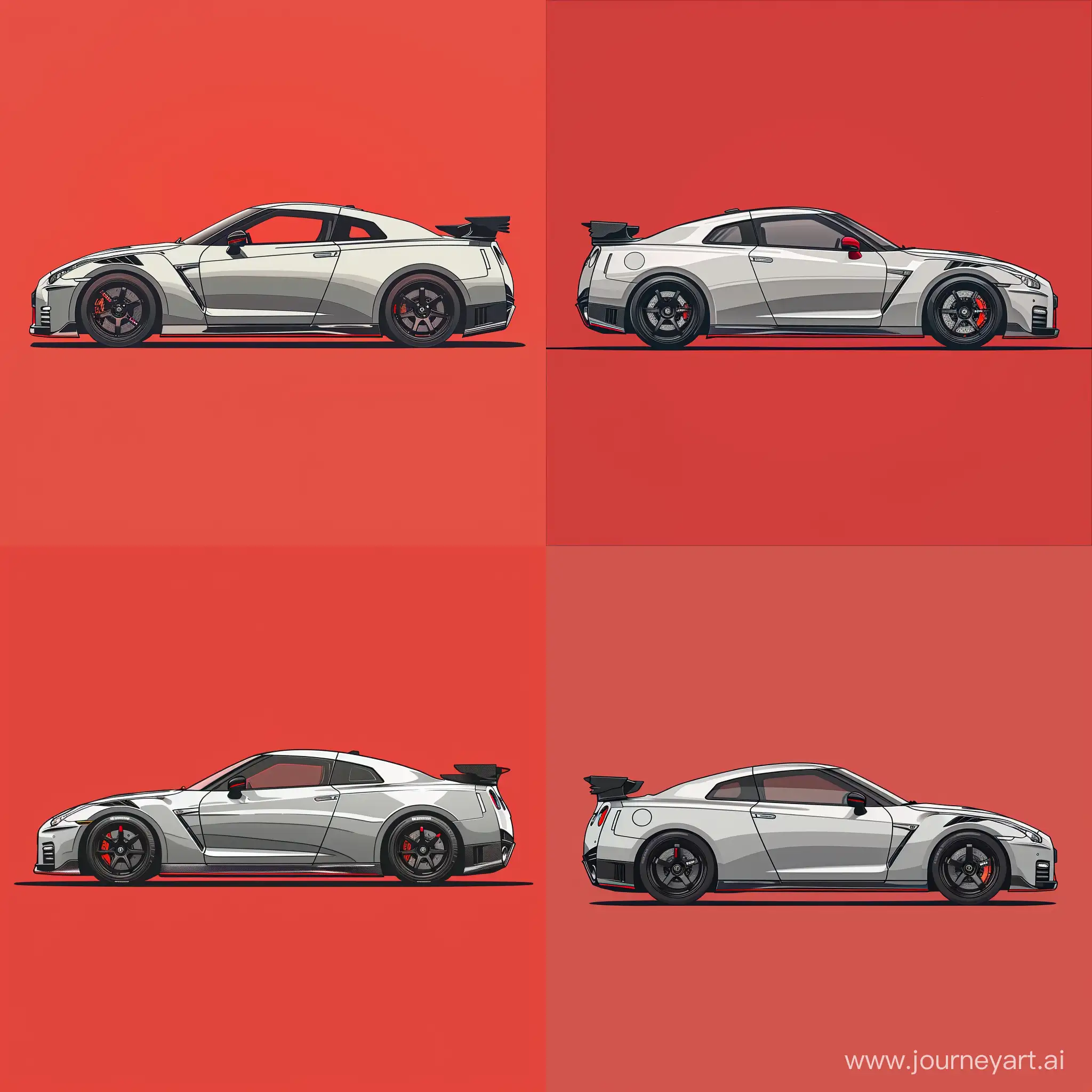 Sleek-Silver-Nissan-GTR-Nismo-in-Minimalist-2D-Illustration