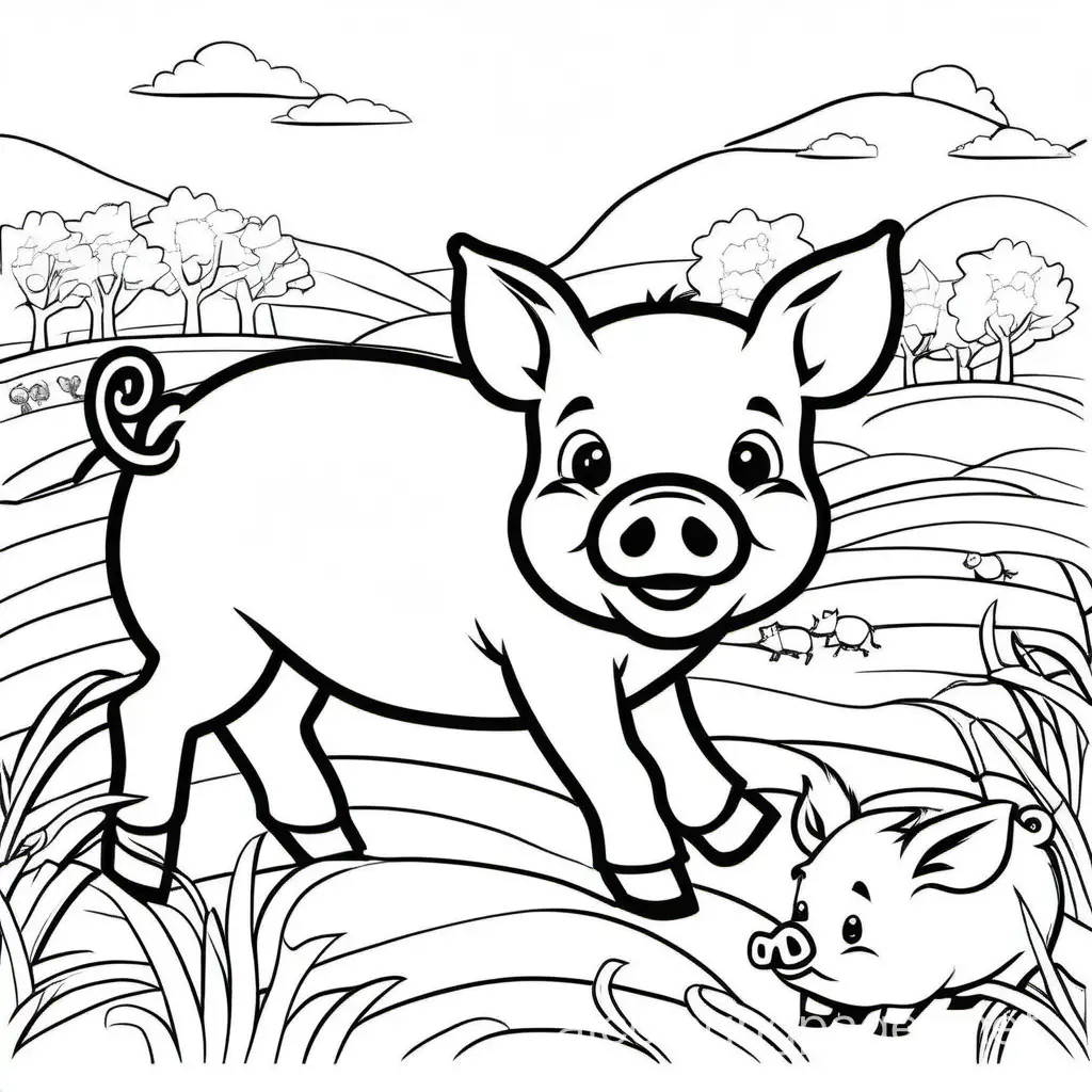 Simple-Pig-Coloring-Page-for-Kids-Black-and-White-Line-Art