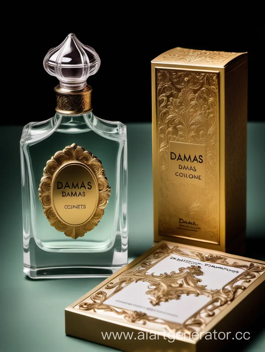 a bottle of damas cologne sitting next to a box, a flemish Baroque by Demetrios Farmakopoulos, instagram contest winner, dau-al-set, dynamic composition, contest winner, feminine