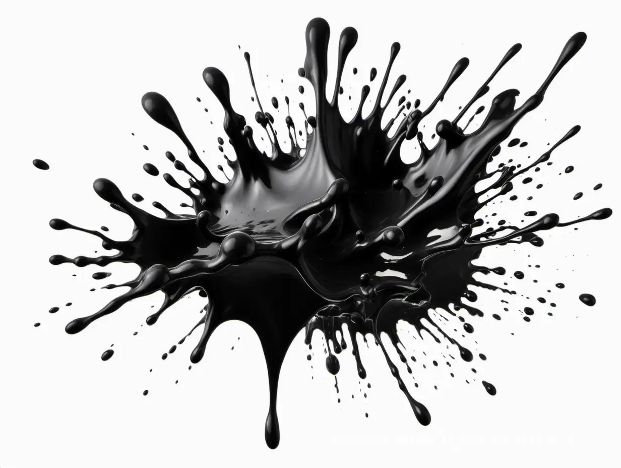 Splashes of black paint on a white background