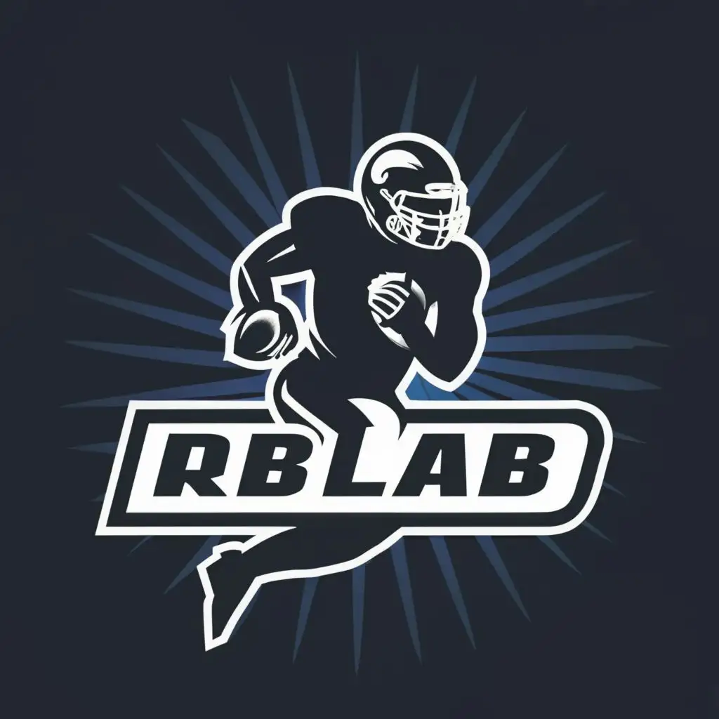 LOGO-Design-For-The-RB-Lab-Dynamic-Silhouette-of-a-Running-American-Football-Player-with-Bold-Typography-for-Sports-Fitness-Industry