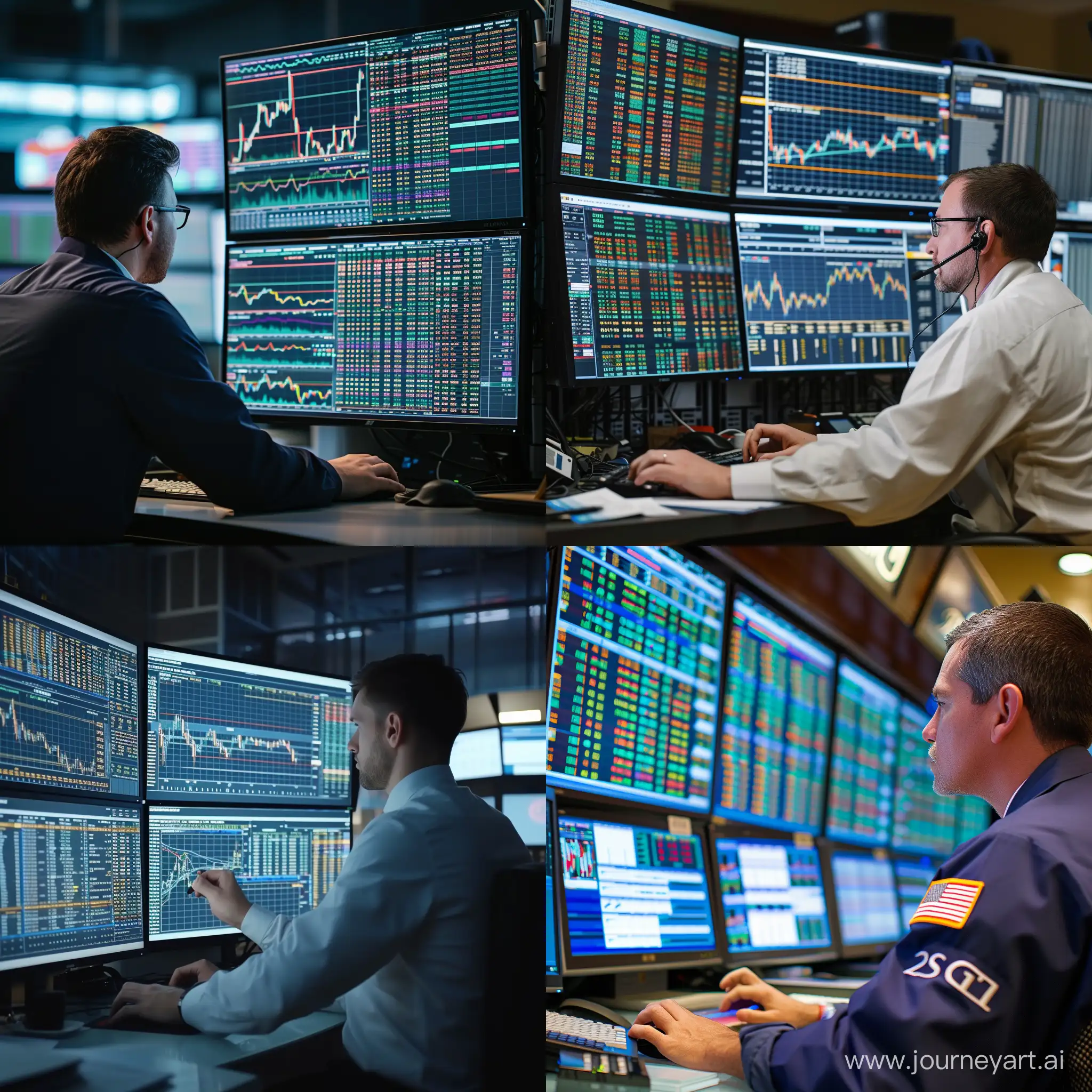 Focused-Stock-Trader-Analyzing-Market-Trends-on-Massive-Monitor