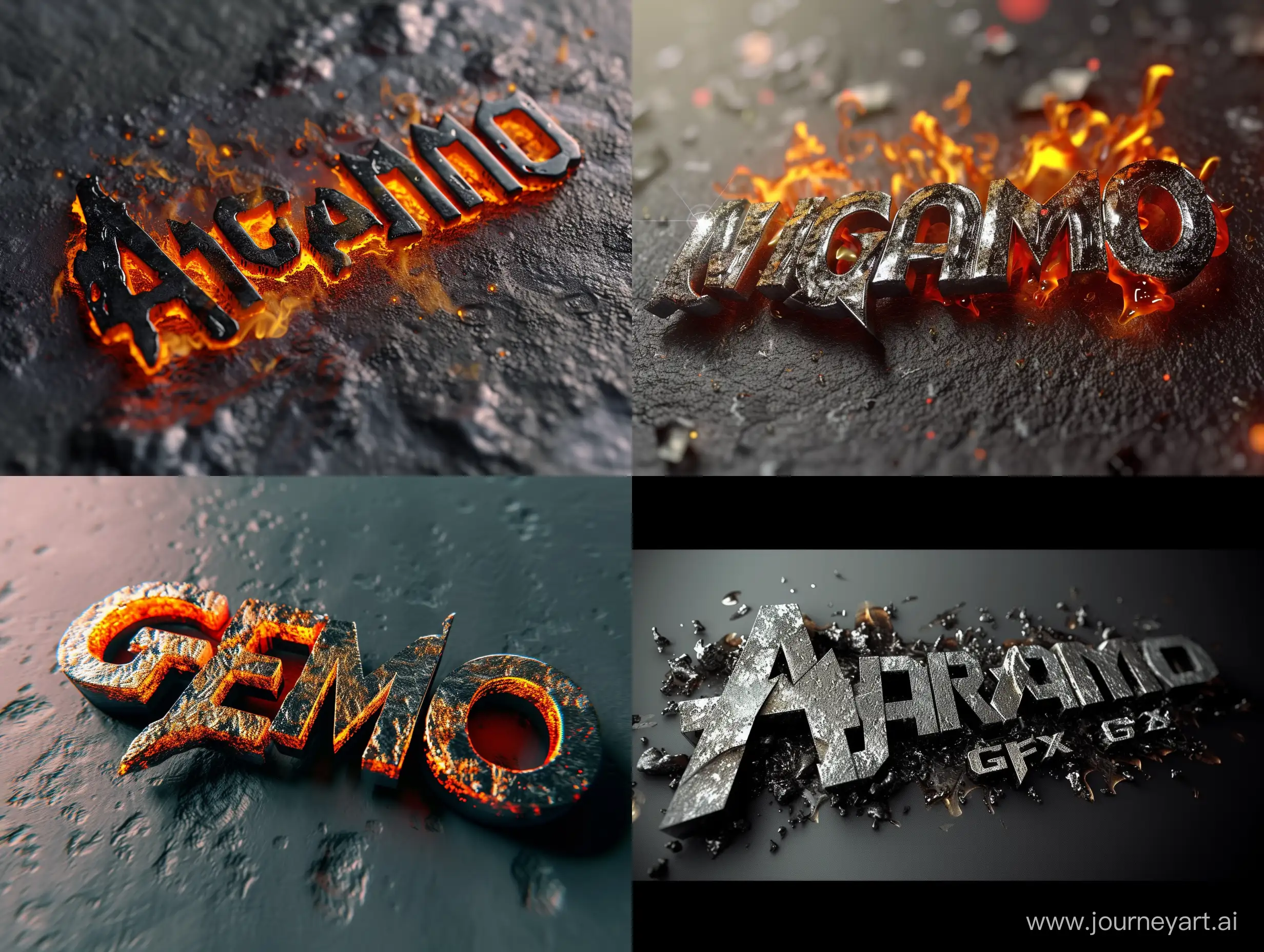 Hot, molten 3D metallic text titled "Angramo GFX"