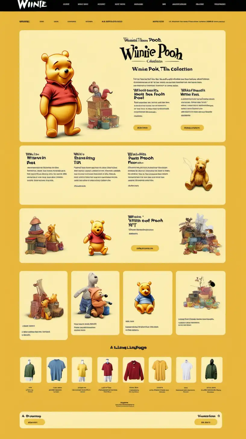 a NFT landing page for a 35 item Winnie the pooh collection