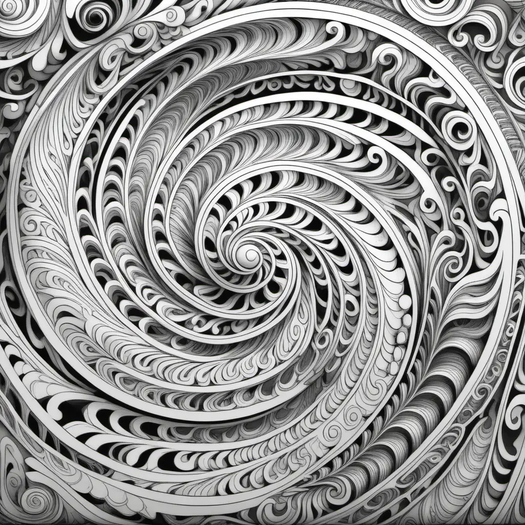 Intricate 3D Swirling Pattern for Adult Coloring Book