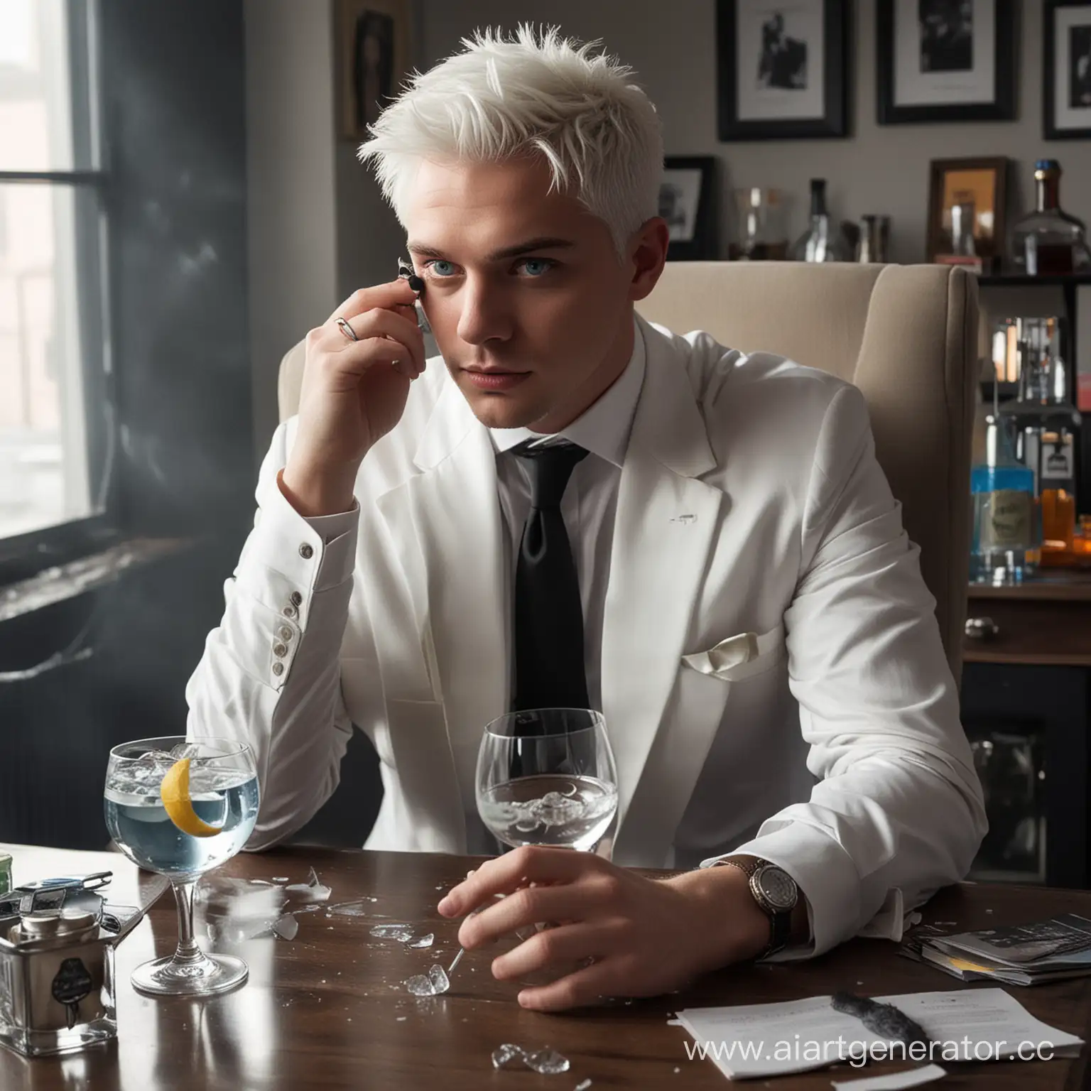 Mark-Fallen-Angel-Fashion-Designer-Sips-Gin-and-Tonic-in-Stylish-Office