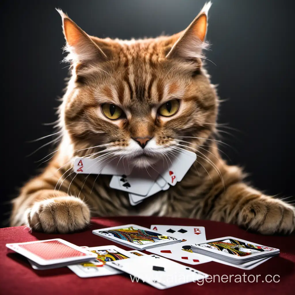 Cat-Playing-Cards-with-a-Royal-Flush