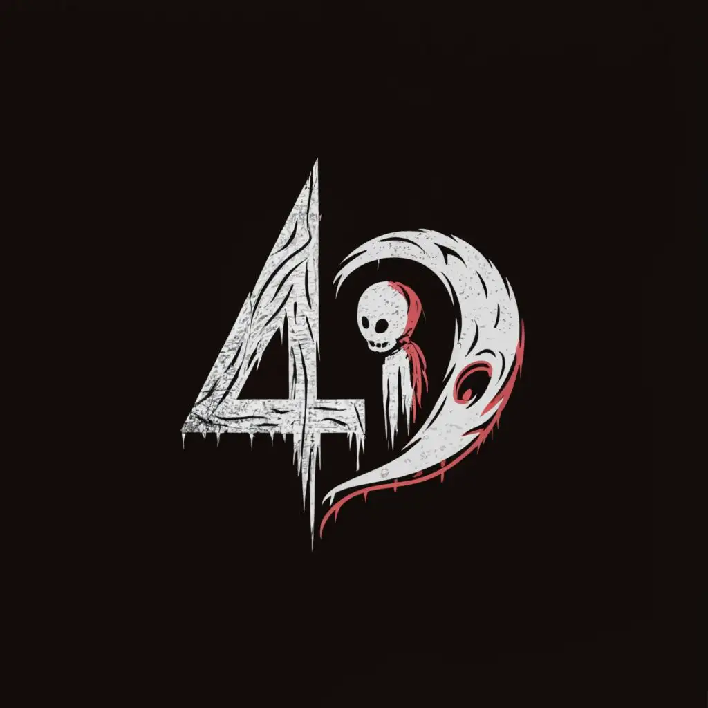logo, goth 
scary
horror
gore
curse
phantom
ghost aesthetic

, with the text "4D", typography