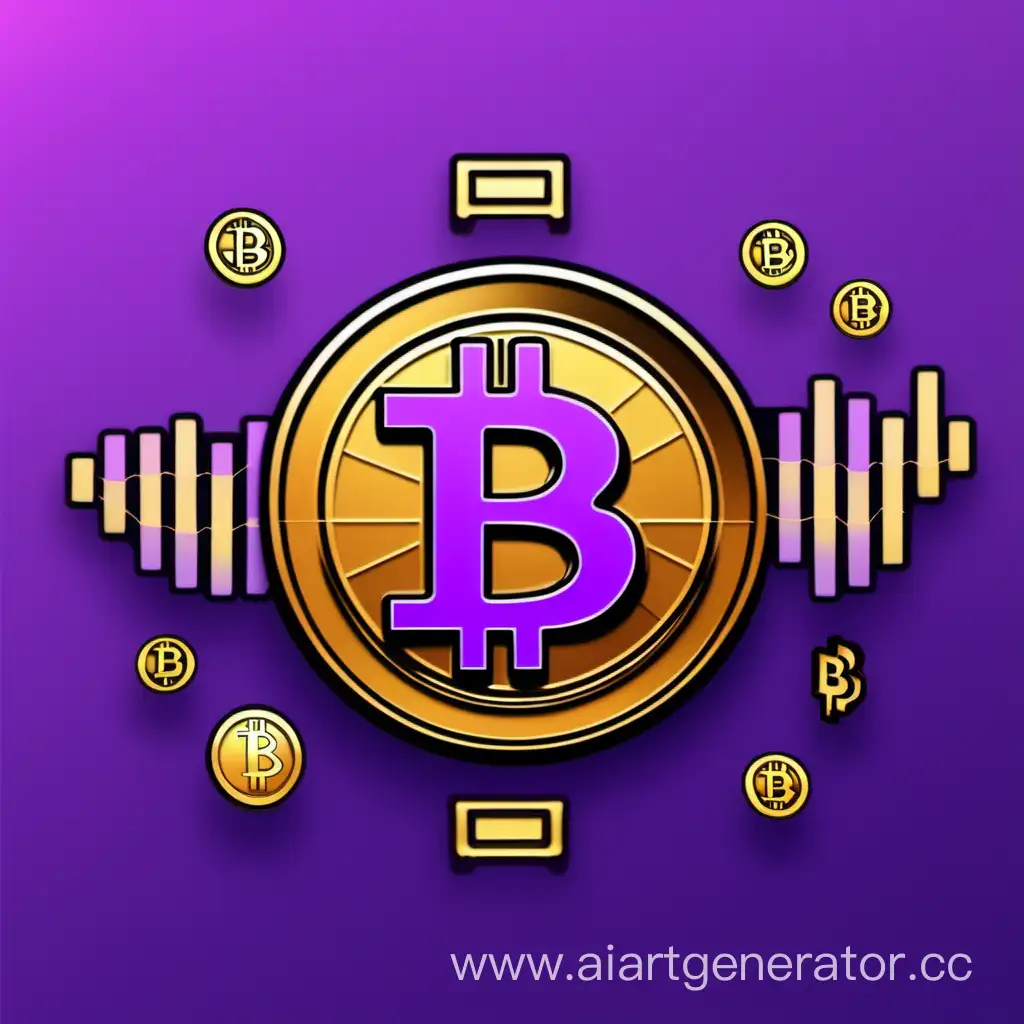 Create a purple gif animation for crypto trading. in telegram.with a bitcoin icon.